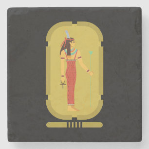 Maat On Gold Cartouche Stone Coaster