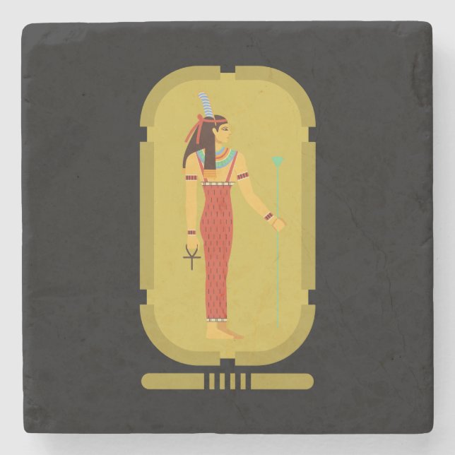 Maat On Gold Cartouche  Stone Coaster (Front)