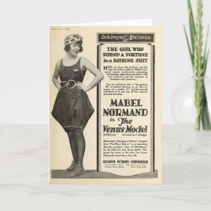 Mabel Normand 1918 bathing suit portrait silent Card