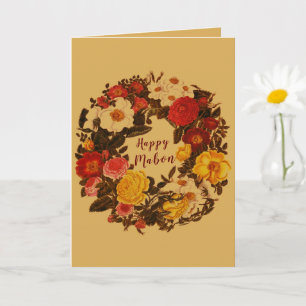 Mabon Autumn Equinox Wreath on Fall Gold Card