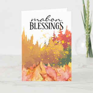 Mabon Autumnal Equinox Fall Trees & Leaves Wicca Holiday Card