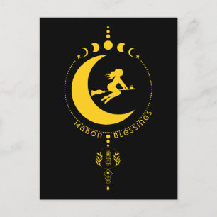 Mabon Blessings, witch, moon, wheat Postcard