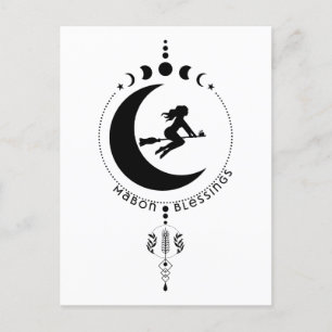 Mabon Blessings, witch, moon, wheat Postcard