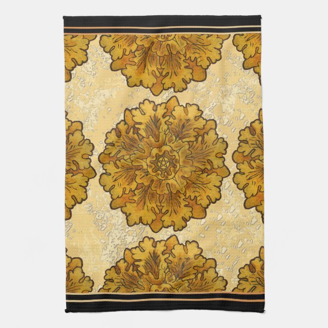 Mabon Equinox Oak Leaves Tea Towel (Vertical)
