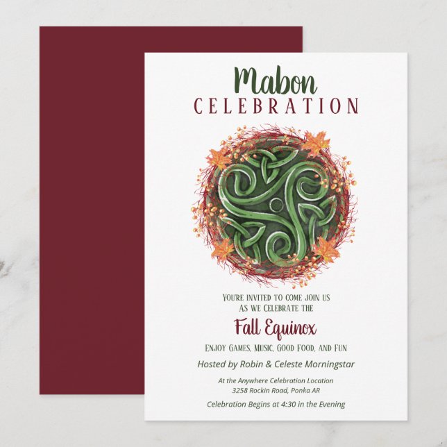 Mabon Fall Equinox Celtic Triskelion Harvest Invitation (Front/Back)
