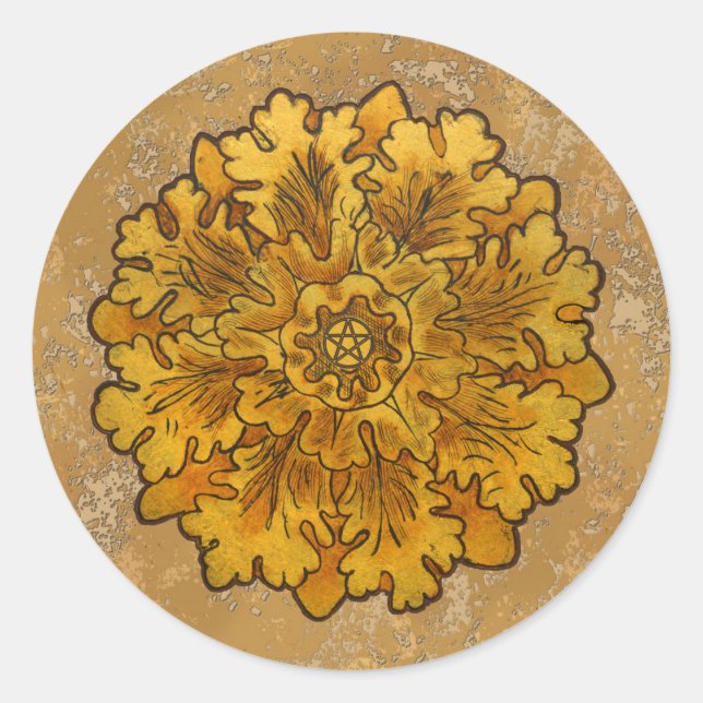 Mabon Oak Leaves Classic Round Sticker (Front)