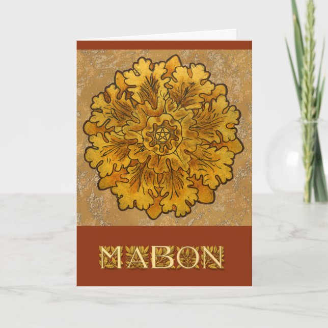 Mabon Oak Leaves Holiday Card (Front)