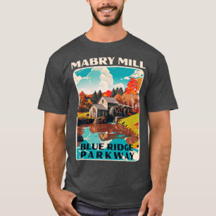Mabry Mill Blue Ridge Parkway Retro WPA Style Nati T-Shirt