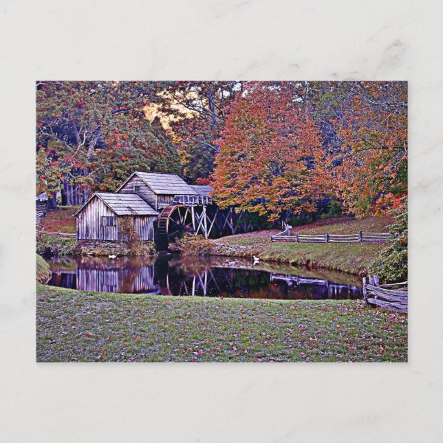 Mabry Mill In Fall Postcard (Front)