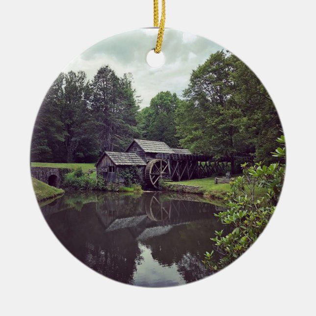 Mabry Mill, Virginia Ceramic Tree Decoration (Front)