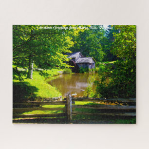 Mabry Mills Virginia.Christmas Greetings Jigsaw Puzzle