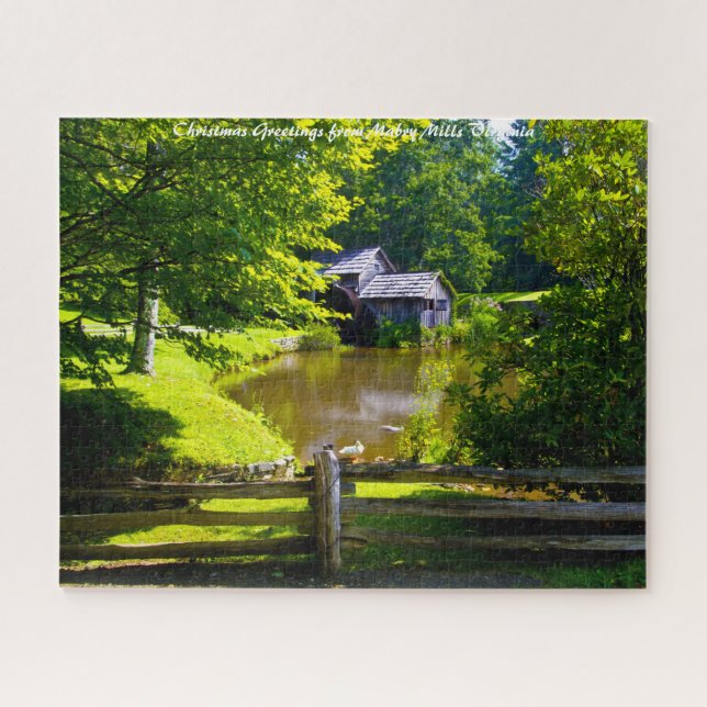 Mabry Mills Virginia.Christmas Greetings Jigsaw Puzzle (Horizontal)