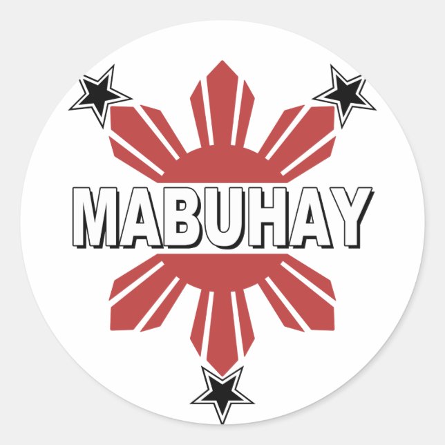 Mabuhay Filipino Sun and Star Classic Round Sticker (Front)