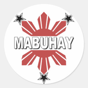 Mabuhay Filipino Sun and Star Classic Round Sticker