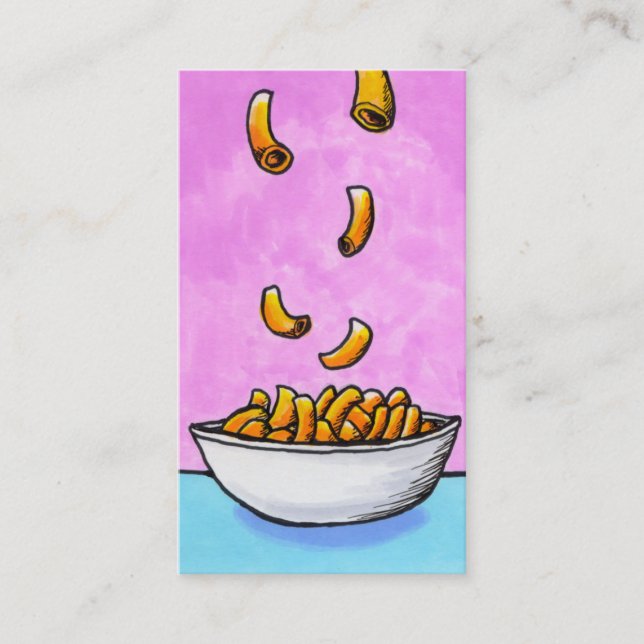 Mac and cheese fun colourful original tiny art business card (Front)