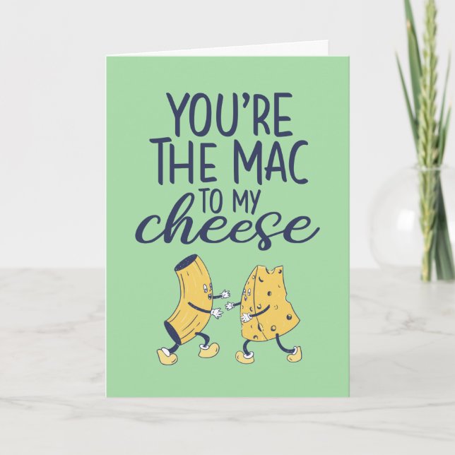 Mac and Cheese Funny Couple Pun Valentine's Day Holiday Card (Front)