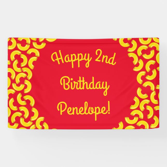 Mac and Cheese Kid 1st Birthday Party Macaroni Banner (Horizontal)