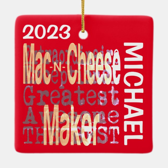 Mac and Cheese Maker Extraordinaire CUSTOM Ceramic Ornament (Back)