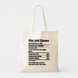 Mac and Cheese Nutrition Fact.w Tote Bag