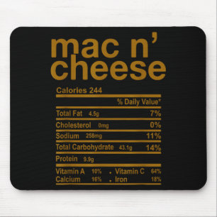 Mac And Cheese Nutrition Facts Funny Thanksgiving  Mouse Mat