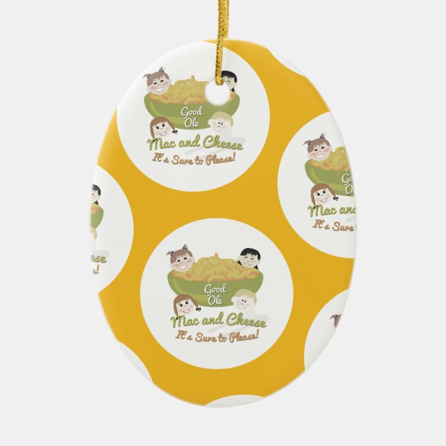 Mac and Cheese Please Pattern Ceramic Tree Decoration (Front)