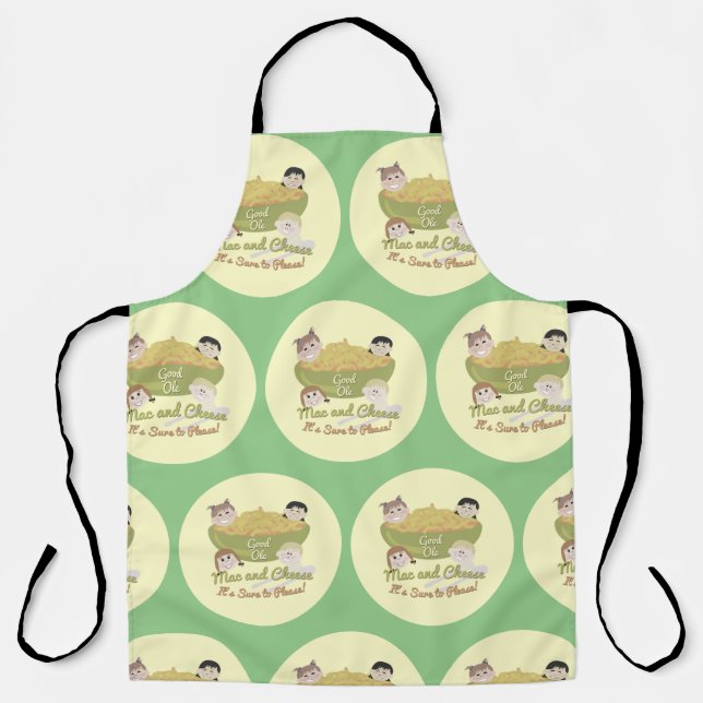 Mac and Cheese Please Retro Kid Fun Pattern Apron (Front)