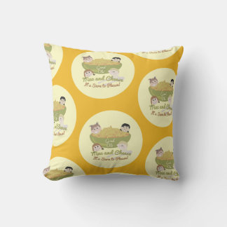 Mac and Cheese Please Retro Kid Fun Pattern Cushion