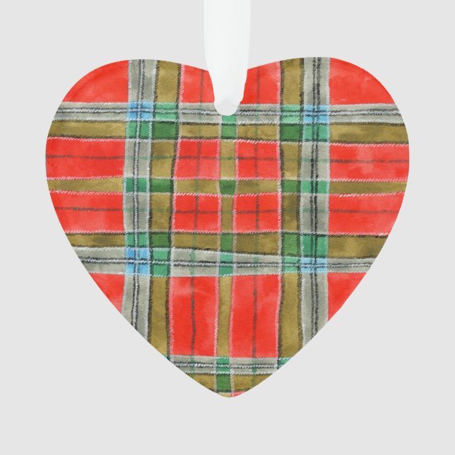 MAC BAIN TARTAN Acrylic Heart Ornament (Front)