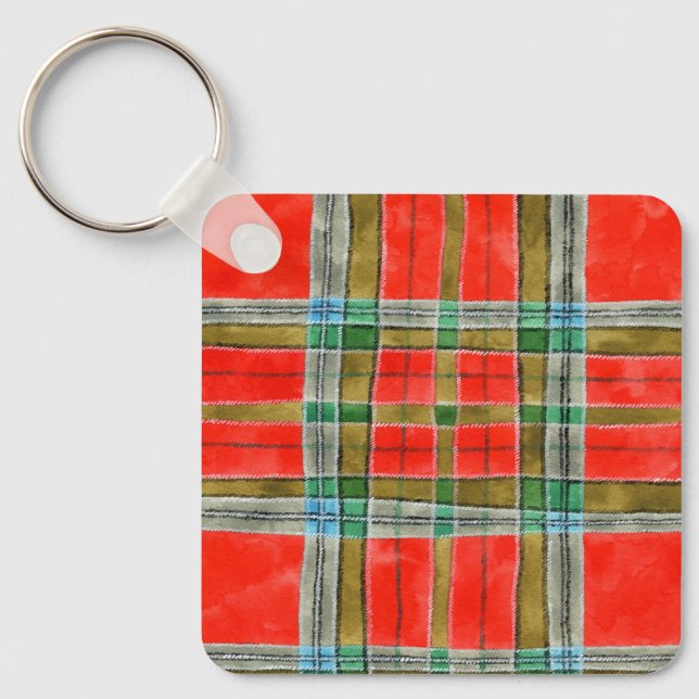 MAC BAIN TARTAN Aluminum Square Keychain (Front)