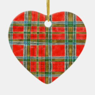 MAC BAIN TARTAN Ceramic Heart Ornament