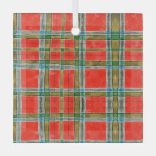 MAC BAIN TARTAN Glass Square Ornament