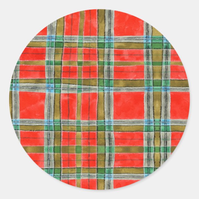 MAC BAIN TARTAN Large Round Stickers (Front)