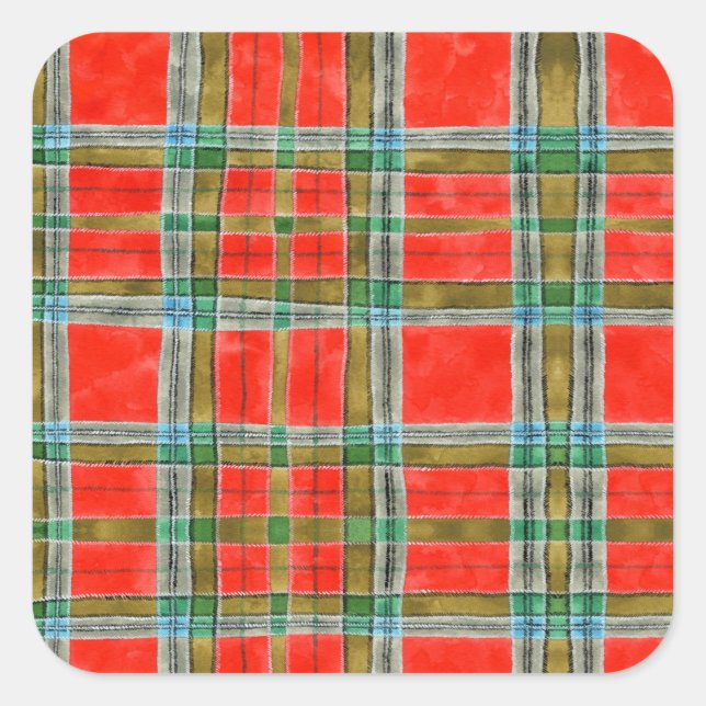 MAC BAIN TARTAN Large Square Stickers (Front)