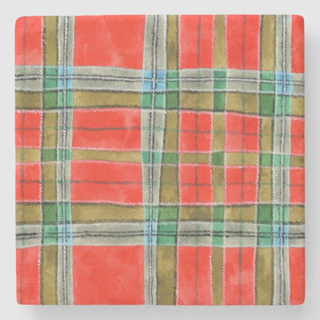 MAC BAIN TARTAN Marble Stone Coaster (Front)