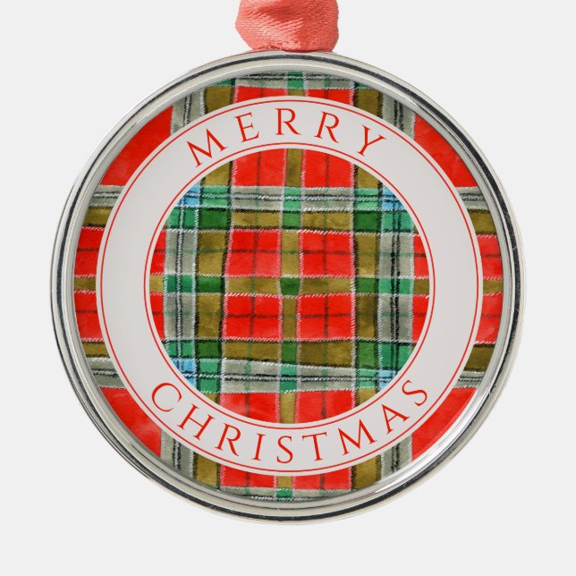 MAC BAIN TARTAN Premium Round Ornament + Text (Front)