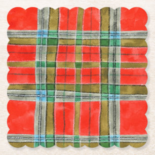 MAC BAIN TARTAN Scalloped Square Paper Coasters