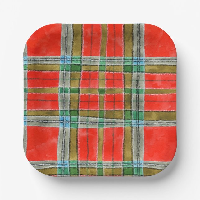 MAC BAIN TARTAN Square Paper Plates (Front)