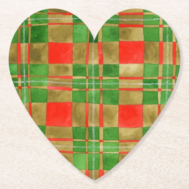 MAC GREGOR TARTAN Heart Paper Coasters  (Front)