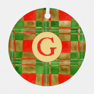 MAC GREGOR TARTAN Metal Circle Ornament + Initial
