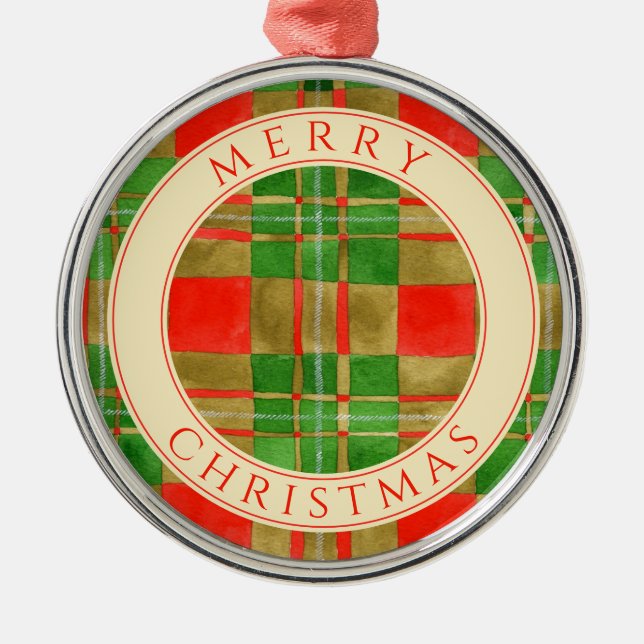 MAC GREGOR TARTAN Premium Round Ornament + Text (Front)