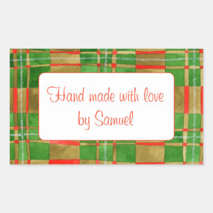 MAC GREGOR TARTAN Rectangle "Hand Made" Stickers