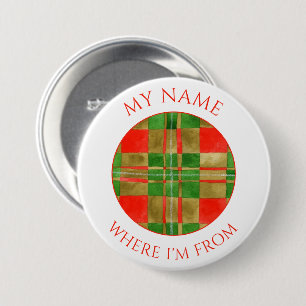 MAC GREGOR TARTAN Round Name Tag Pin Button 