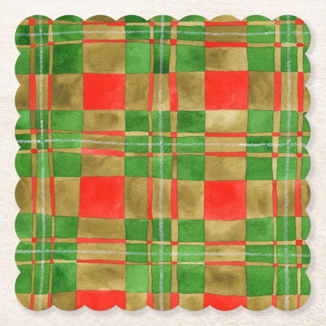 MAC GREGOR TARTAN Scalloped Square Paper Coasters  (Front)