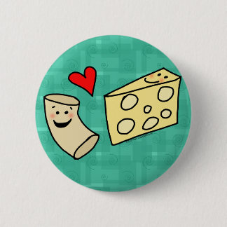 Mac Loves Cheese, Funny Cute Macaroni + Cheese 6 Cm Round Badge
