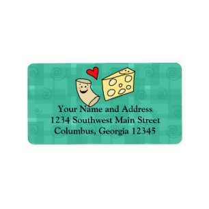 Mac Loves Cheese, Funny Cute Macaroni + Cheese Label