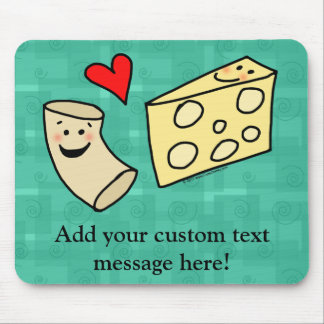 Mac Loves Cheese, Funny Cute Macaroni + Cheese Mouse Mat