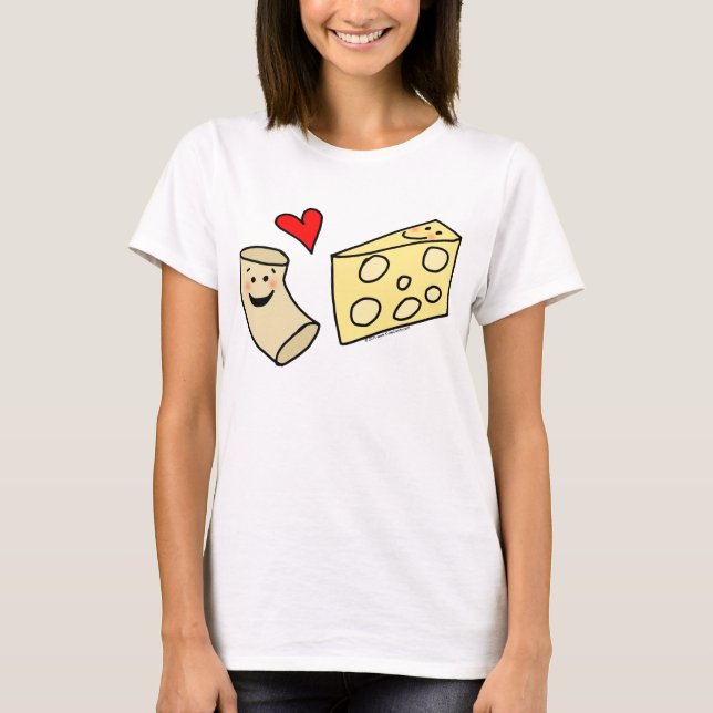 Mac Loves Cheese, Funny Cute Macaroni + Cheese T-Shirt (Front)