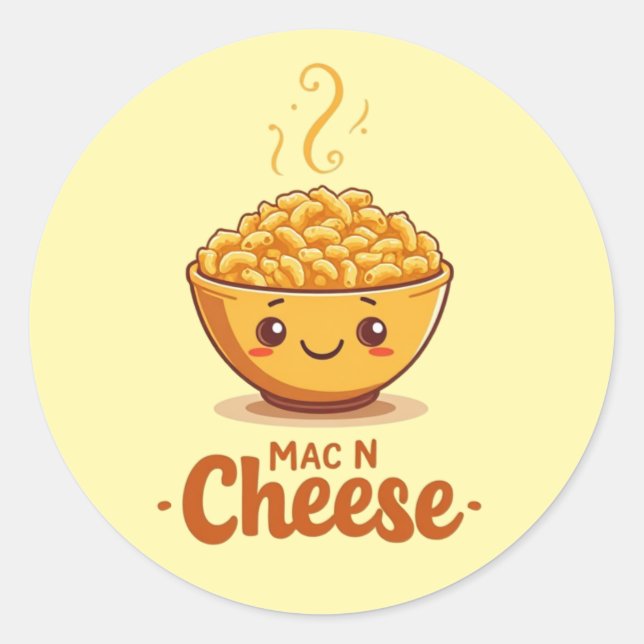 Mac N Cheese Cute Bowl Classic Round Sticker (Front)