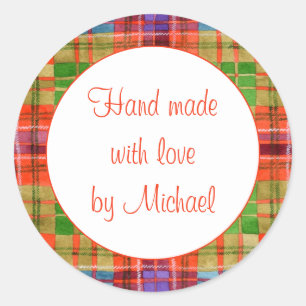 MAC RAE TARTAN 3" Round "Hand Made" Stickers