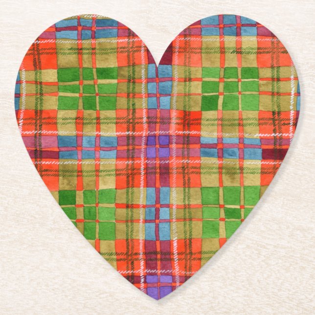 MAC RAE TARTAN Heart Paper Coasters (Front)